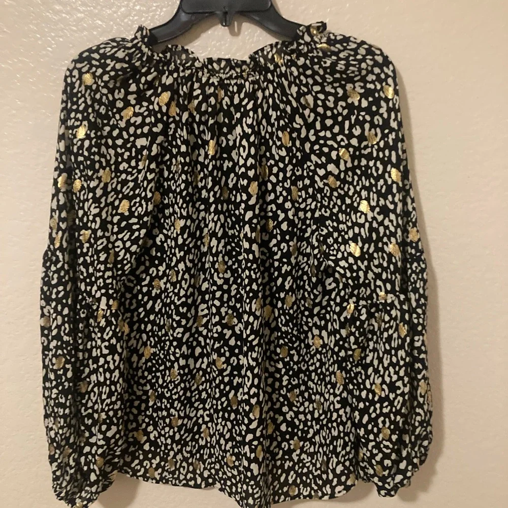 Blu Pepper Black Blouse with Gold Accents - Picture 2 of 4